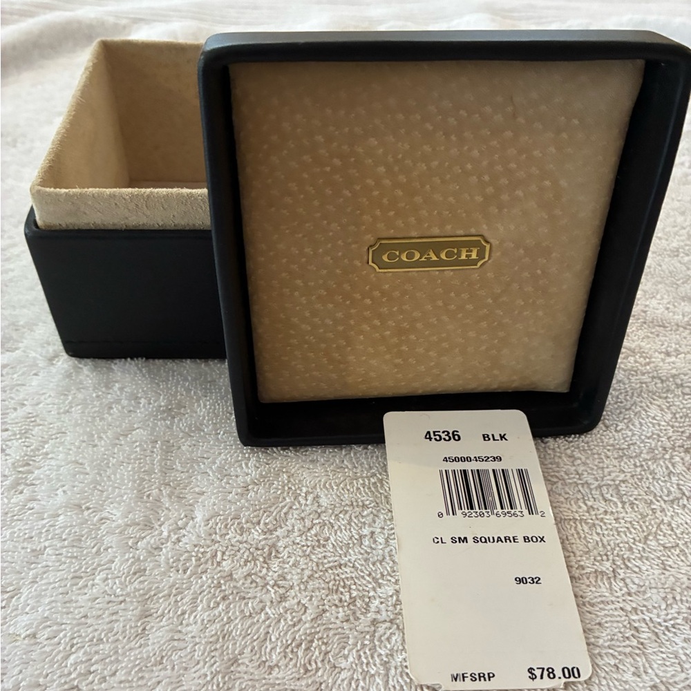 COACH Black and Gold Small Leather Box